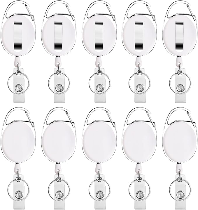 Retractable Badge Holder with Carabiner Reel Clip and Key Ring by moeverEx