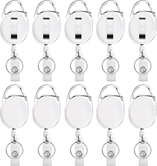 Retractable Badge Holder with Carabiner Reel Clip and Key Ring by moeverEx