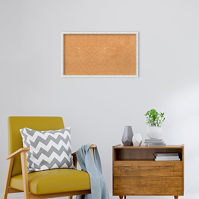Amanti Art Natural Cork Board for Wall, 17x29 Vision Board with White Frame, Medium Corkboard Office Decor for Home Organization, Modern Corkboard Pinboard to Display Items for Home Organization in-DeskLoop Office