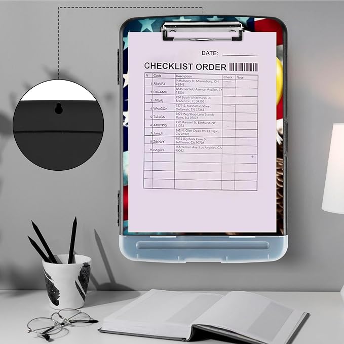 Clipboard with Storage, Heavy Duty Plastic Storage Clipboard with Low Profile - Image 4