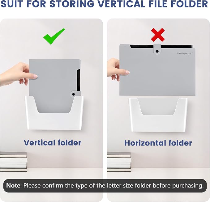 JOMOLA No Drilling File Holder 3 Pack Mail Organizer Wall Mount File Organizer - Image 4