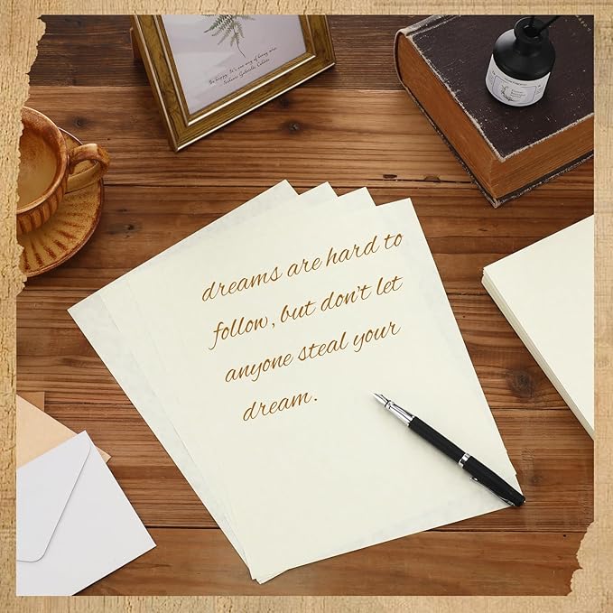 Epakh 200 Sheets Old Age Parchment Paper 8.5 x 11 Inch Standard Letter Vintage Colored Old Parchment Semblance Double Side Printing Paper(Lvory)-DeskLoop Office