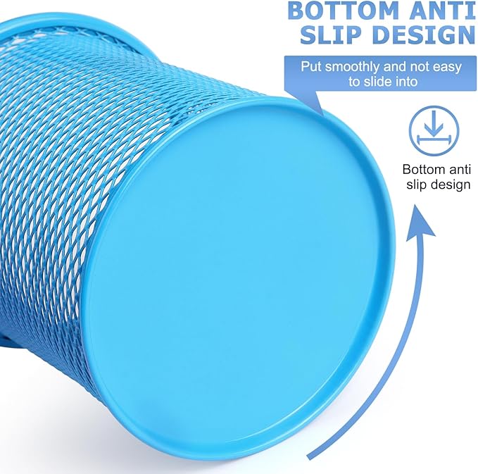 Tamaki Pen Holder Cup for Desk, Wire Mesh Pencil Cup Holder for Desk Office Pen Organizer (Blue)-DeskLoop Office