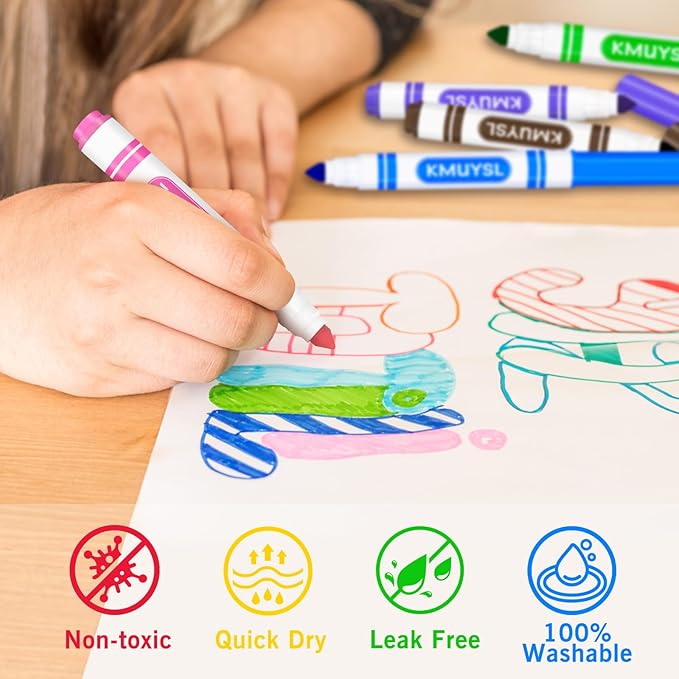 KMUYSL 160 Count Washable Markers Bulk, 10 Assorted Colors - Broad Line Conical Tip Coloring Markers for Kids, School Art Supplies & Back to School Supplies, Teacher Classroom Must Haves-DeskLoop Office