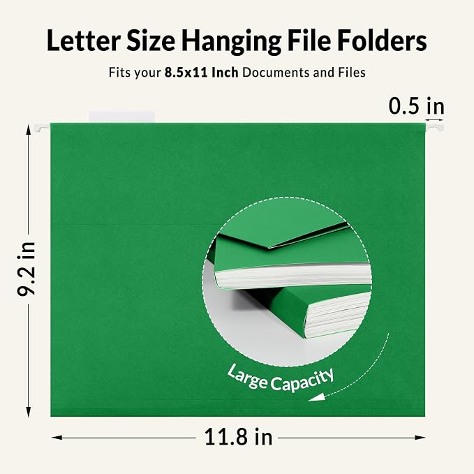 SUNEE Hanging File Folders, 25 Pack Letter Size Hanging File Folders - Image 5