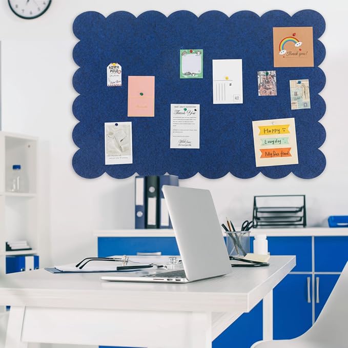 Mooliwe Scalloped Felt Bulletin Board 72 x 48 Inches Foldable Dark Blue Pin - Image 6