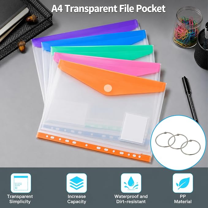 10 Pack Binder Folders with Pockets 11 Holes Expandable Dividers - Image 7