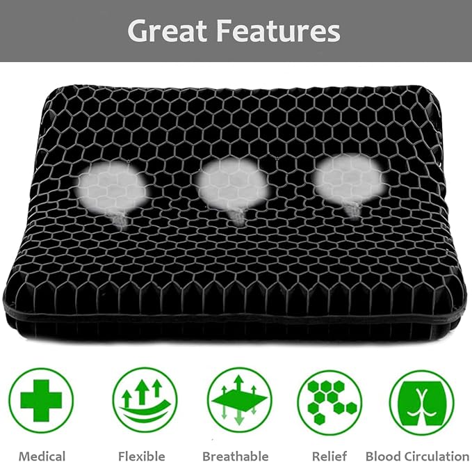 Gel Seat Cushion, Jumbo&Thick Gel Cushion Chair Pads - Image 3