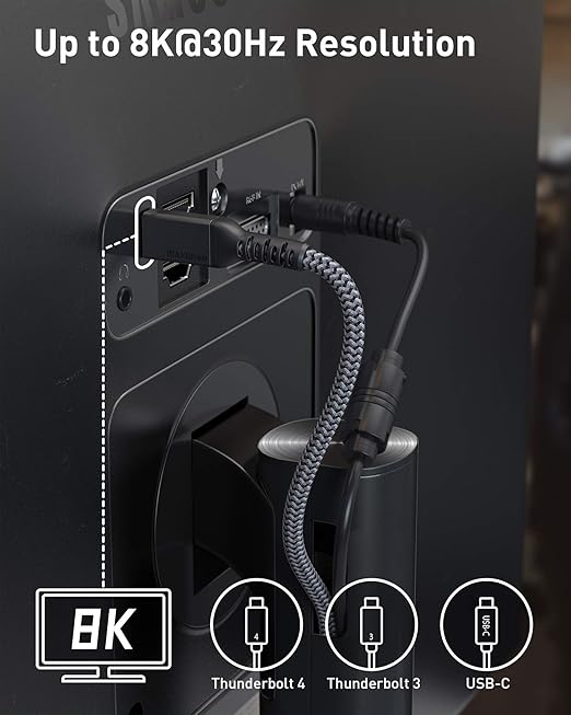 Maxonar [1Ft] Thunderbolt 4 Cable, Short Thunderbolt Cable 40Gbps with 240W Charging and 8K/5K@60Hz Compatible with Thunderbolt 4/3, USB4, and USB C-DeskLoop Office