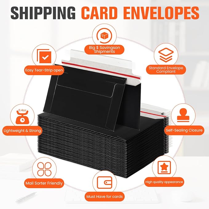 500 Pack Black Rigid Mailers, Perfect Size Shipping Envelopes - Image 6