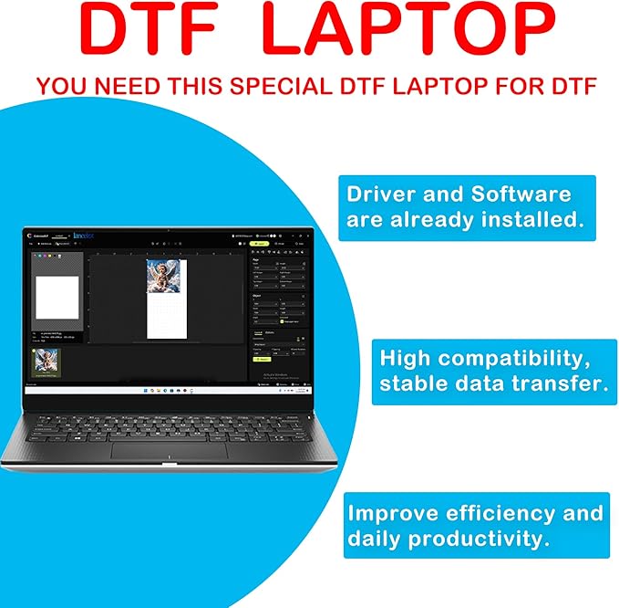 Lancelot A3 L1800 DTF Printer Bundle DTF Printing Machine with Roll Feeder, White Ink Circulation,t Shirt Printers with Film Cutter for DIY T Shirt Business (Printer+Software+Laptop+Consumables)-DeskLoop Office