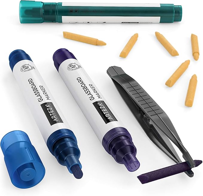 ARTEZA Glass Board Dry Erase Markers, Low-Odor Ink, Erasable Mirror Window - Image 3