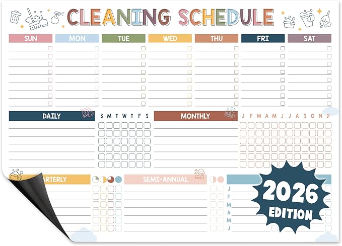 Magnetic Cleaning Schedule and Checklist Dry Erase Board by Unknown