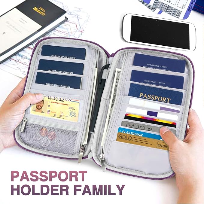 Passport Holder Family, Women Rfid Blocking Passport Wallet, Travel Essentials - Image 6