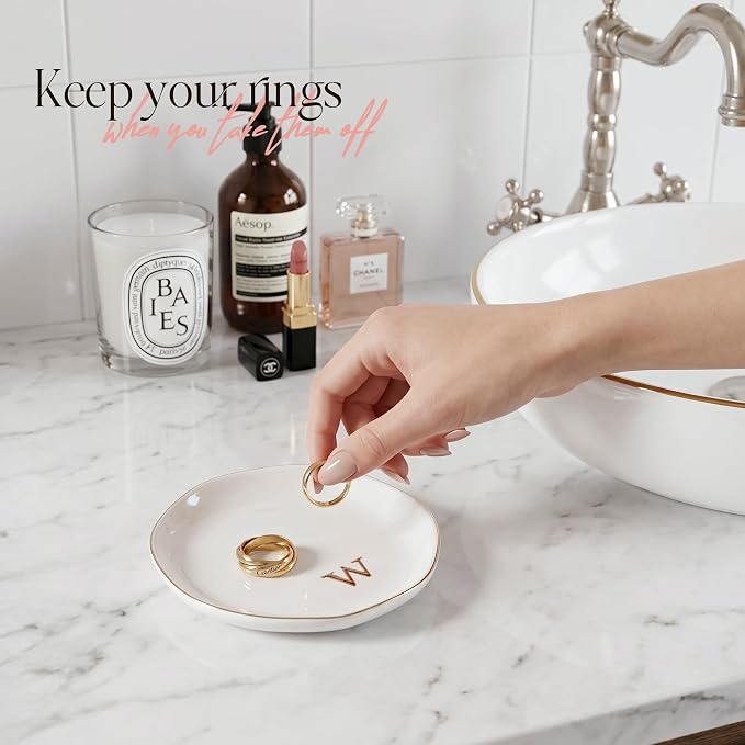 Ceramic Jewelry Tray, Personalized Initial Jewelry Dish - Image 5