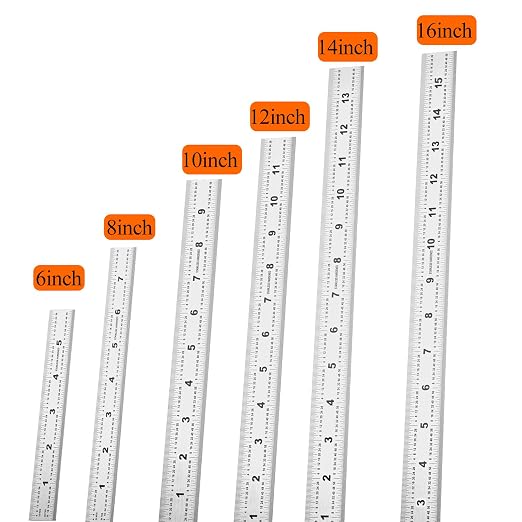 6-Pcs Stainless Steel Ruler Set – 6", mm & 0.5mm Markings – - Image 3