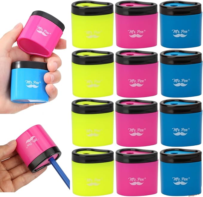 Mr. Pen- Manual Pencil Sharpeners, 12 Pack, Colorful | Portable Handheld Pencil by MrPen