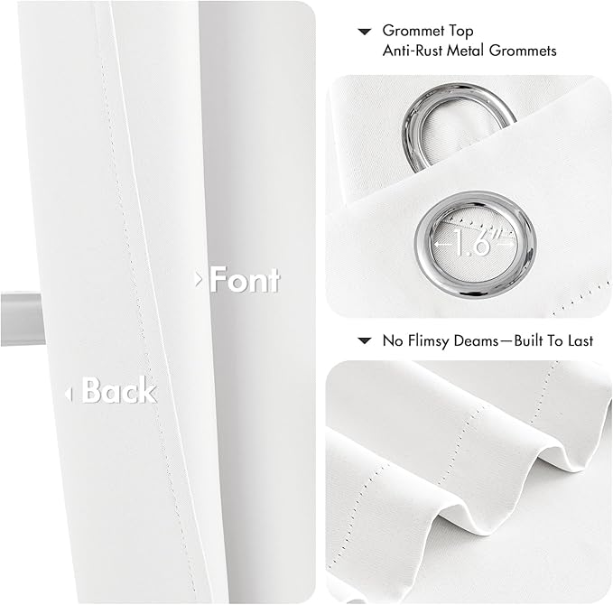 MIULEE Pure White Curtains for Bedroom Living Room 90 Inches Long 2 Panels, Thermal Insulated Room Darkening Drapes Grommet Top Noise Reducing Window Treatments 40x90 Inch-DeskLoop Office