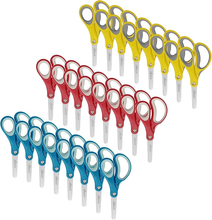 LIVINGO 24 Pack 5” Kids Scissors, Blunt Safety Blade, Left/Right Handle - Image 2
