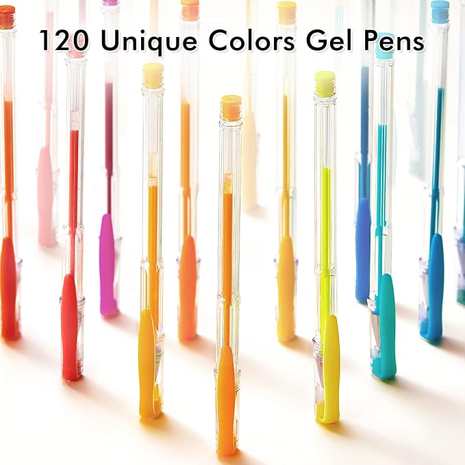 Shuttle Art 120 Unique Colors (No Duplicates) Gel Pens Gel Pen Set for Adult Coloring Books Art Markers-DeskLoop Office