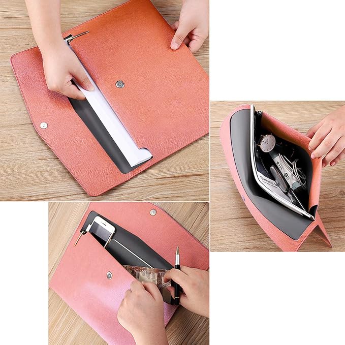 PU Leather A4 File Folder Document Holder Waterproof Portfolio Envelope Folder - Image 5