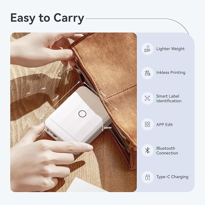 NIIMBOT D110 Upgraded Version Mini Label Maker Machine with 3 Tapes, Portable Bluetooth Thermal Printer, Sticker Labeler with Multiple Templates for Office Organization Home Kitchen School, White-DeskLoop Office