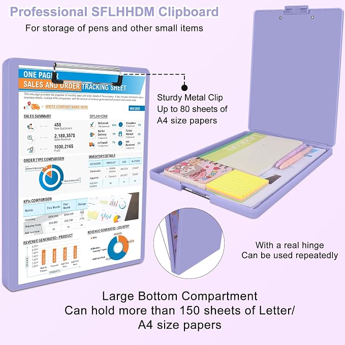 SFLHHDM Clipboard with Storage, Heavy Duty Clip Boards 8.5x11 with 2 Storage - Image 5