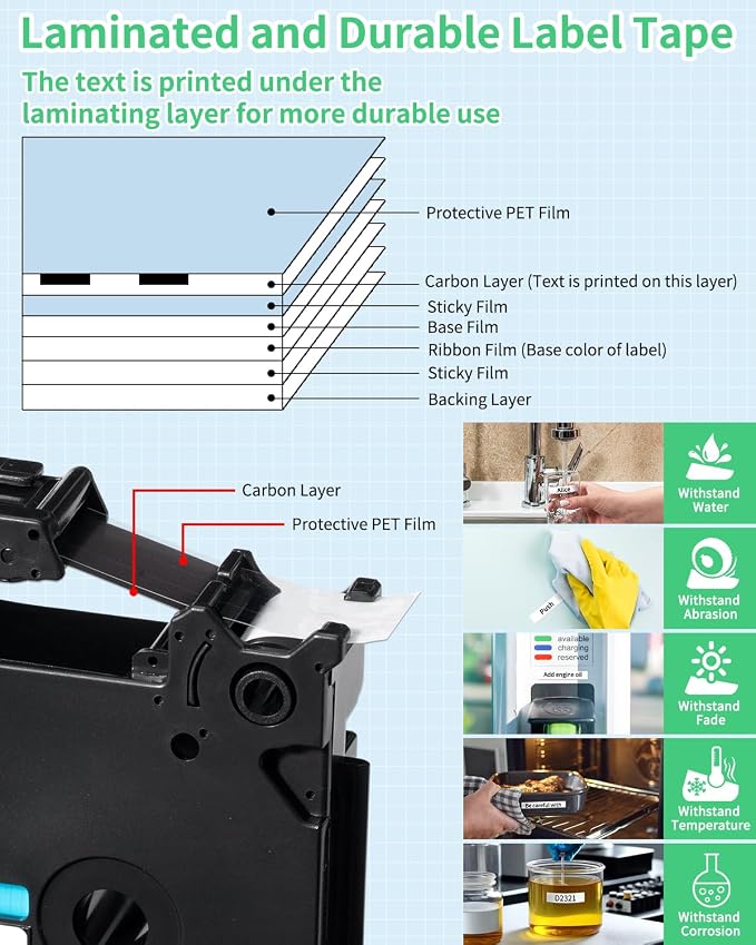 Labelife Replacement for Brother P Touch Label Maker Tape, TZe TZ Tape 12mm - Image 4