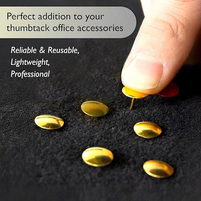 BAZIC Products Thumb Tacks, Brass Gold, 200 Ct - Image 4