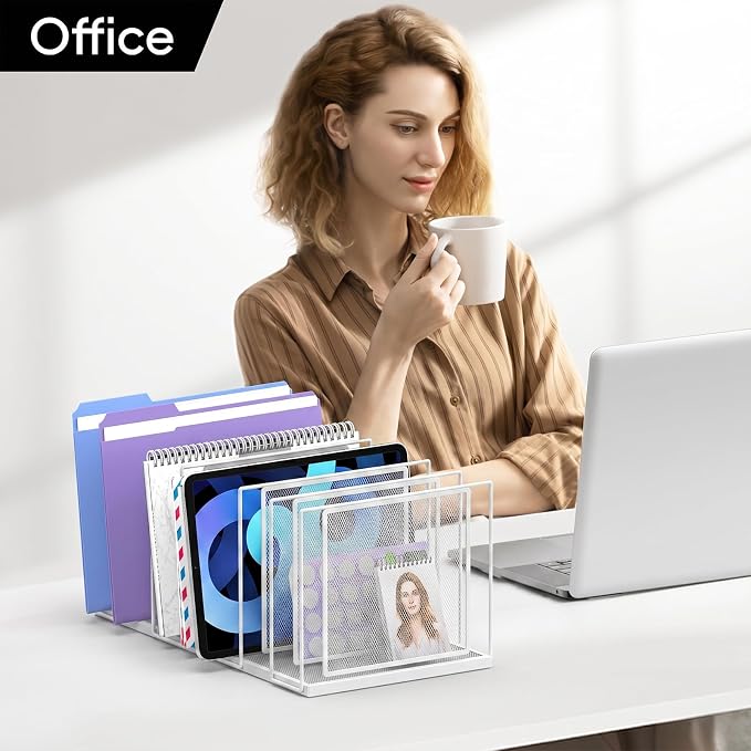File Organizer for Desk, 7-Section Vertical File Sorter, Paper Holder Organizer - Image 8