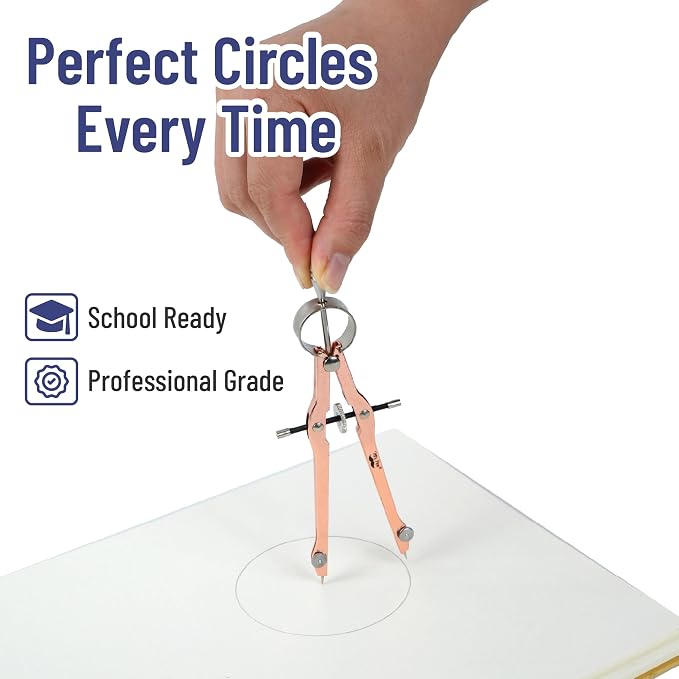 Mr. Pen- Geometry Set, Rose Gold & Pink | 6 Inch Swing Arm Protractor, Set - Image 8