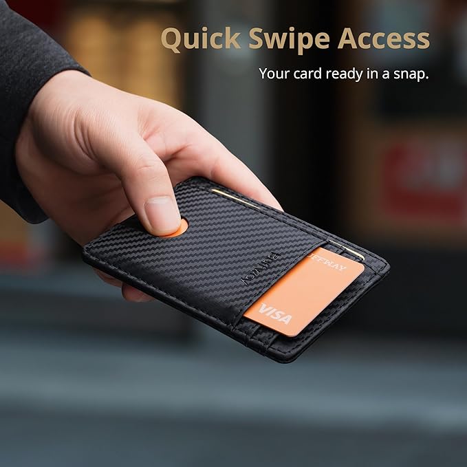Buffway Slim Minimalist Front Pocket RFID Blocking Leather Wallets - Image 4
