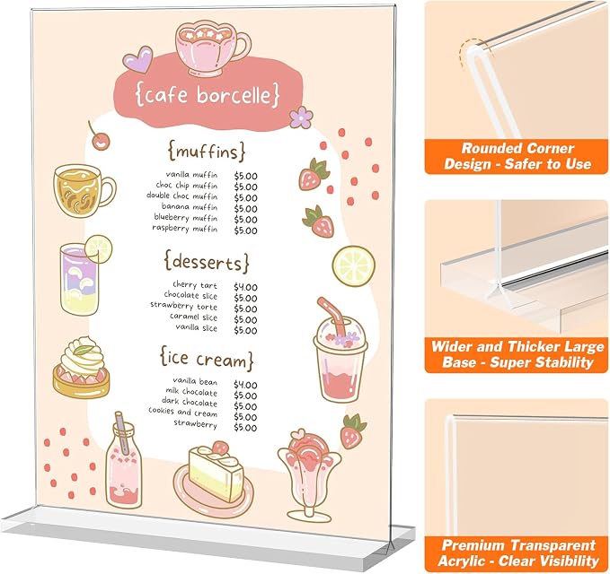 6 Pack Acrylic Sign Holder 8.5 x 11 Inches, Vertical Flyer Display Stand - Image 4