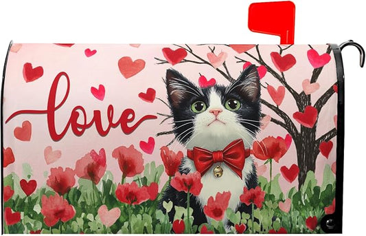 Valentines Cat Mailbox Covers Magnetic Standard Size 21 x 18 Inch Valentine by farg
