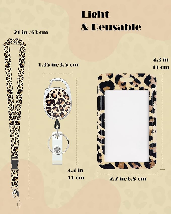 Uniclife Fashionable Sliding ID Badge Holder Leopard Print Plastic Card Holder - Image 4