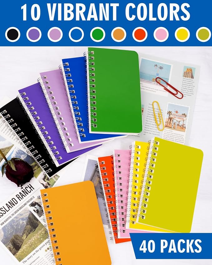 Dynta Small Notebooks 3x5 Bulk, Mini Spiral Notebooks 40 Packs, Pocket - Image 3