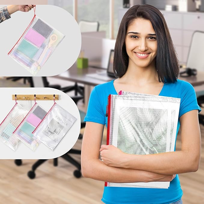 20pcs Mesh Zipper Pouch Bags,9 Sizes Plastic Zipper Bags for Organization,Reusable Zipper Pouches for Puzzle Board Game Storage,for Travel School Office Supplies.-DeskLoop Office