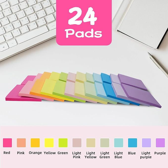 Sticky Notes 3x3 Inches, Bright Colors Self-Stick Pads - Image 2