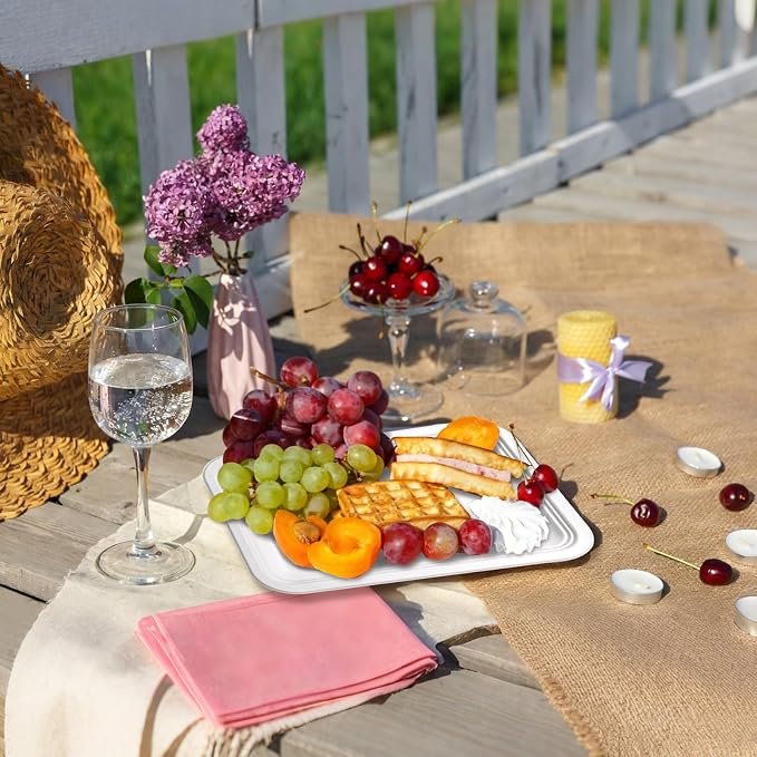 30Pack Compostable Food Trays 14 Inch Large Paper Plates Heavy Duty Disposable - Image 5