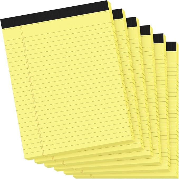 6pcs Legal Pads 8.5 x 11, Notepads 8.5 x 11 Inch, 30 Sheets/Pack, Perforate by Ciphyfee