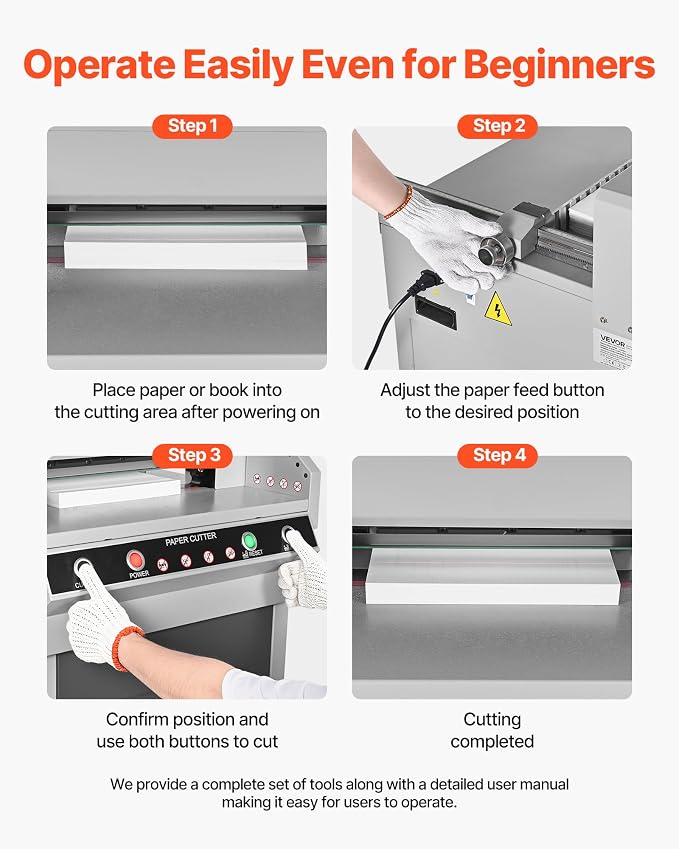 VEVOR Electric Paper Cutter, Heavy Duty Metal Paper Cutter Machine, 17.72 inch - Image 6