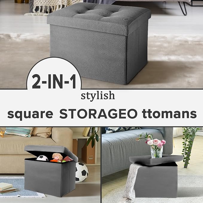 LINMAGCO Small Storage Ottoman Stool Foot Rest Stool Under Desk Stool Short - Image 6