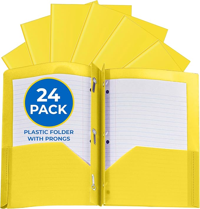 24 Pack Yellow Plastic Folders by EPI