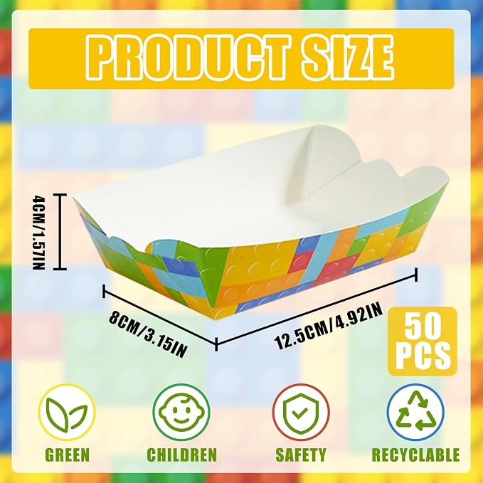 2lb Paper Food Trays, 50 Pack Disposable Serving Trays, Disposable Paper Boat - Image 3