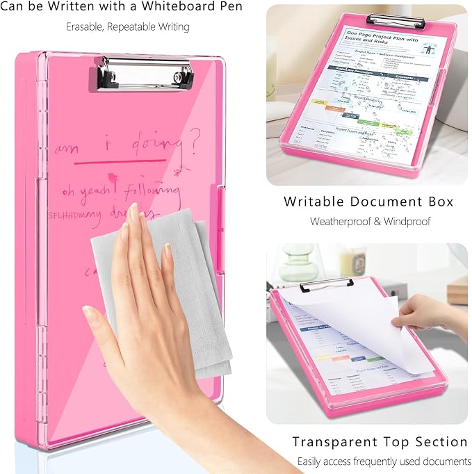 SFLHHDM Clipboard with Storage, Heavy Duty Clip Boards 8.5x11 with 2 Storage - Image 4