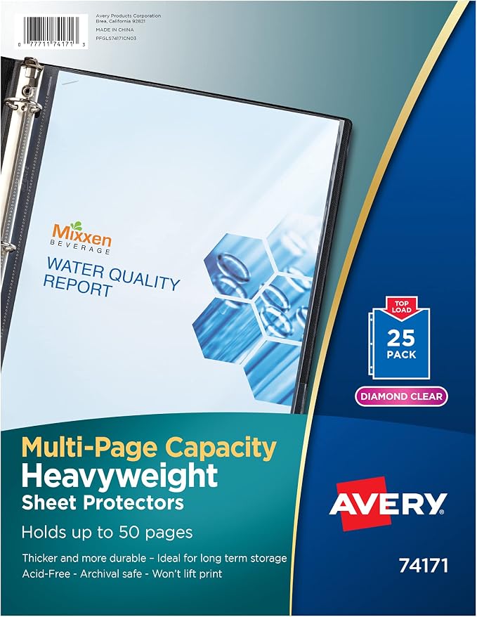 Avery Clear High-Capacity Sheet Protectors, Hold 50 Sheets, Heavyweight by Avery
