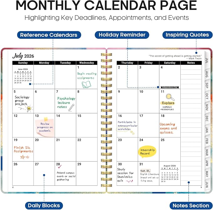 Planner 2026-2027, Academic Year Monthly and Weekly Calendar Planner, Jul 2026 - Image 2