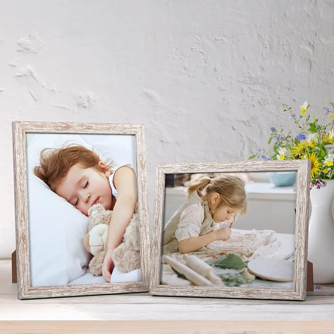 Giftgarden 8x10 Picture Frame Distressed Beige White Set of 12 - Image 7