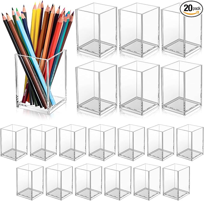 Crtiin 20 Pieces Acrylic Pencil Holder Makeup Brush Holder Pen by Crtiin