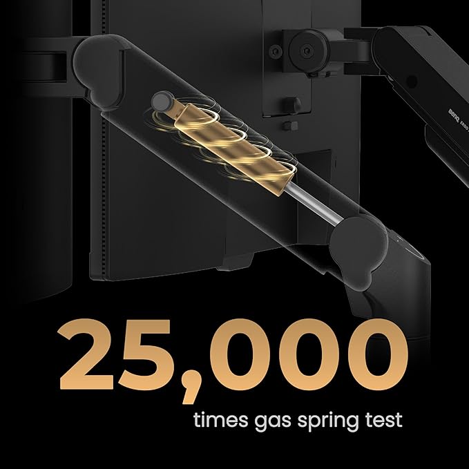 BenQ BDH01 Dual Monitor Arm -Gas Spring Monitor Stand for 2 Screens Up to 35'' & 44lbs, Heavy Duty, Quick Installation, No Sagging, Top Clamp and Grommet Base, Reinforcement Plate, VESA 75x75 &100x100-DeskLoop Office